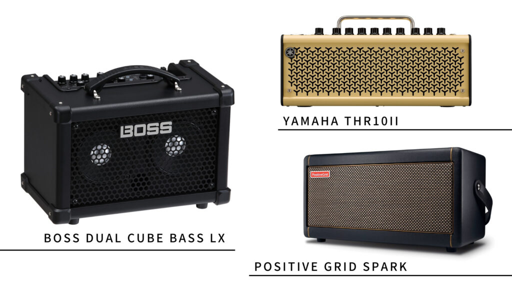 BOSS Dual Cube Bass vs Yamaha THR10II vs Positive Grid Spark 40